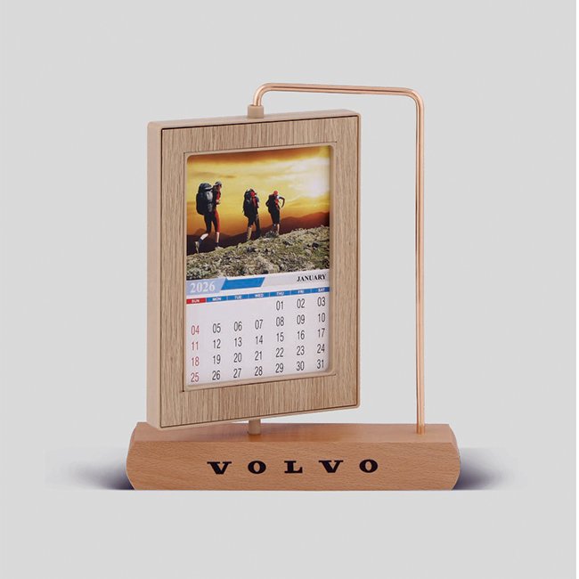 FCG Wooden Rotating Frame Table Calendar – Photo Style - Image 1