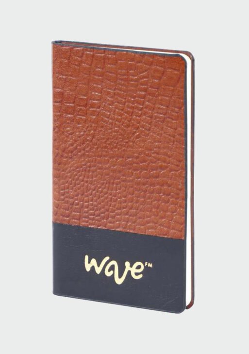 Wave Leather Soft Cover Notebook – Tan with Navy Band