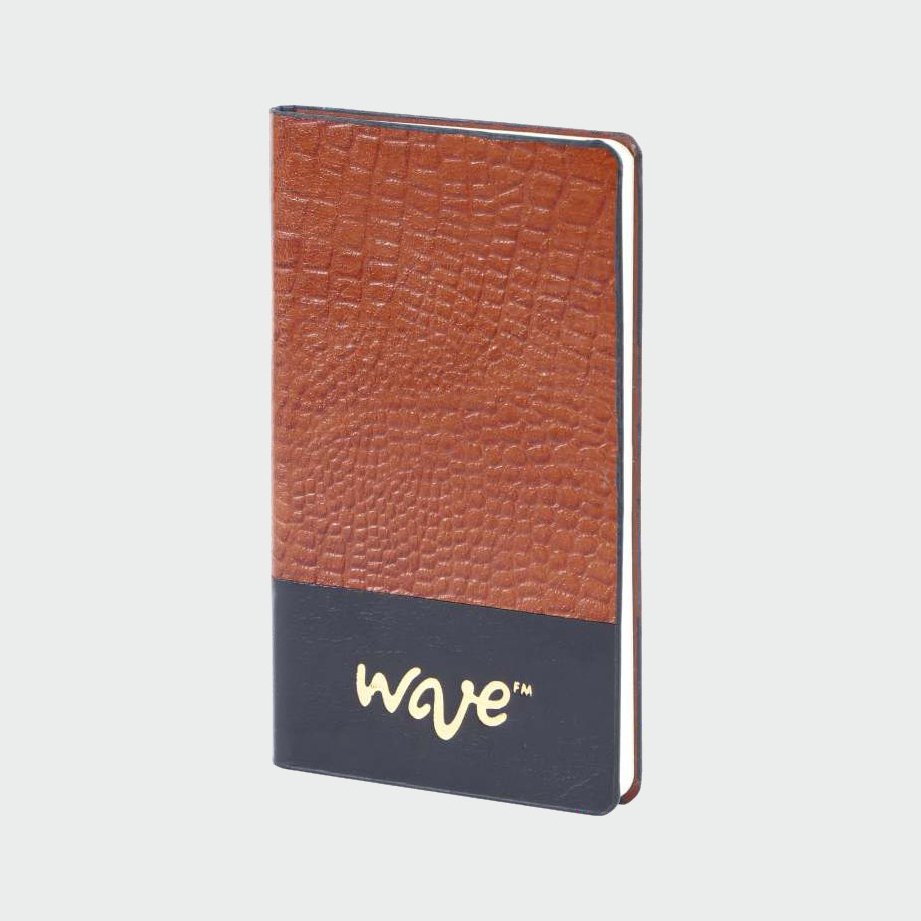 Wave Leather Soft Cover Notebook – Tan with Navy Band