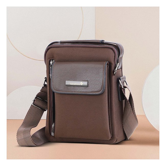 FCG Flap Messenger Bag Leather Brown 9.5x8