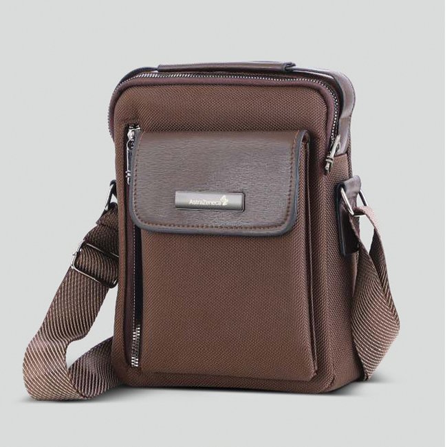 FCG Flap Messenger Bag Leather Brown 9.5x8