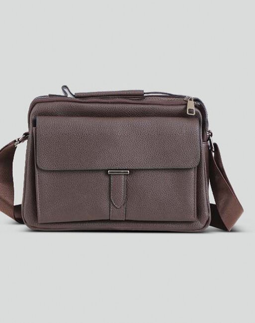 FCG Flap Messenger Bag Leather Brown Croc 8x6.5