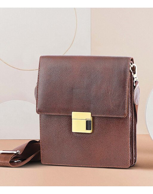 FCG Flap Sling Bag Leathrite Tan 10x8.5
