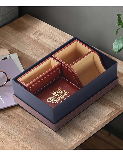 FCG Leatherite 4-Piece Desktop Gift Set Brown