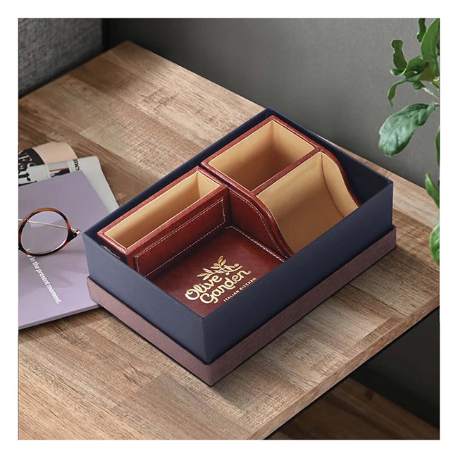 FCG Leatherite 4-Piece Desktop Gift Set Brown