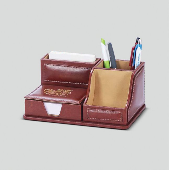 FCG Leatherite 4-Piece Desktop Gift Set Brown - Image 3