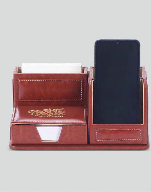 FCG Leatherite 4-Piece Desktop Gift Set Brown