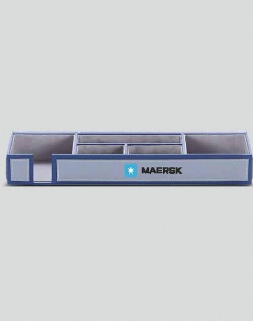 FCG Leatherite Flat Tray Desk Organizer Blue Grey