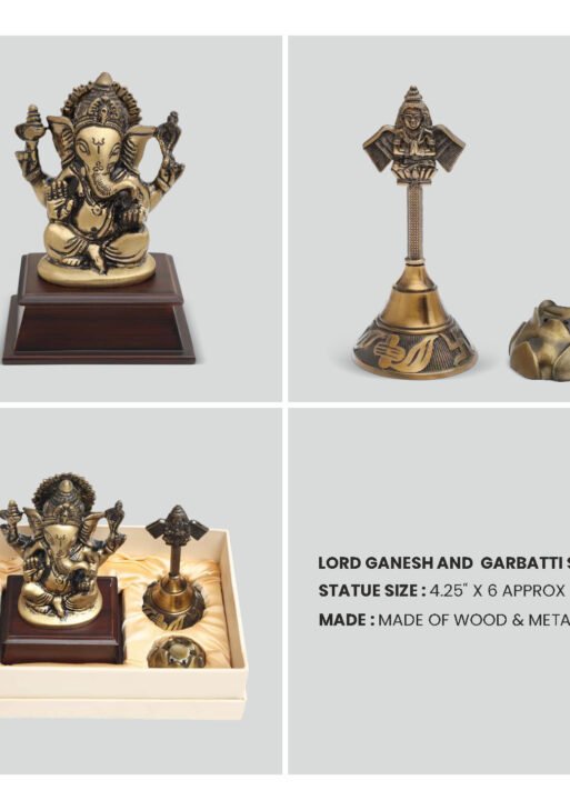 FCG Lord Ganesha with Brass Garbatti (Incense) Stand Gift Set