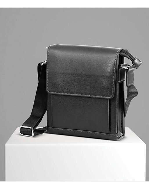 FCG Flap Sling Bag Leathrite Black 10x8.5
