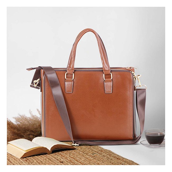 FCG Tote Briefcase Leathrite Brown 12x15